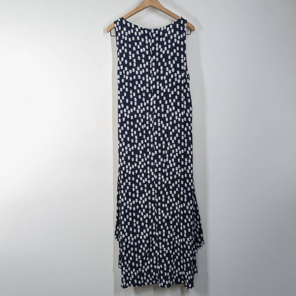 Mister Zimi Sleeveless High Low Shift Dress Navy Print Size 10 AU 6 US Preowned - Picture 3 of 7